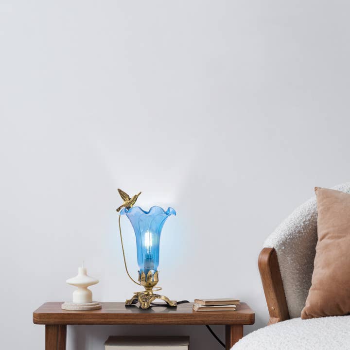 River of Goods - Wholesale Accent/Desk Lamp - 10.25"H Blue Hand Blown Glass Lily Accent Lamp3