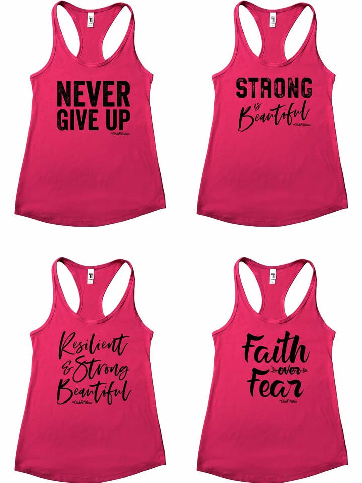 All Pink Breast Cancer Awareness Prints - Racerback Tanks for wholesale by ClubFitWear