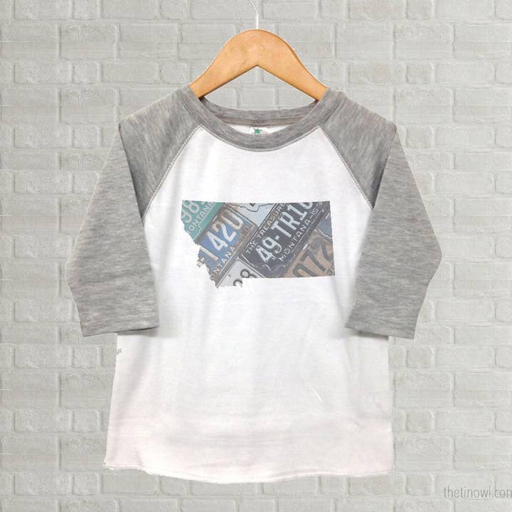 Montana Youth Raglan T-Shirt - Vintage License Plate Art for wholesale by Juniper & Spruce