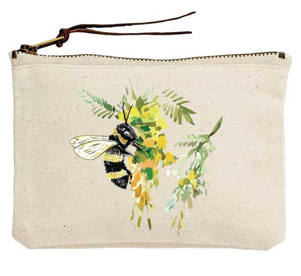 Leinwandbeutel mit Biene auf Blumen für den Großhandel von Potluck Press