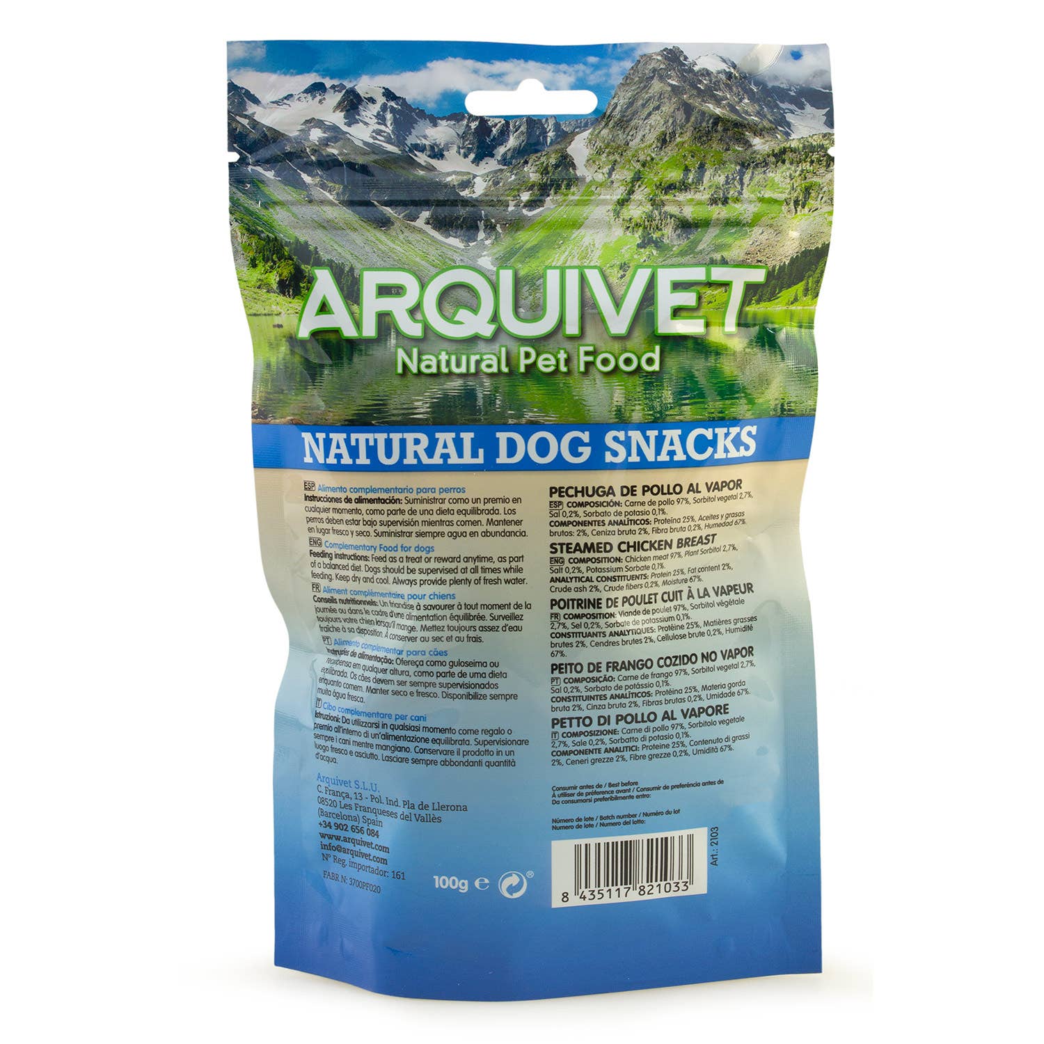ARQUIVET, S.L.U. - Wholesale Hondenkoekjes - Hond - Pak van 12 stuks gestoomde kipfilet 100 g3