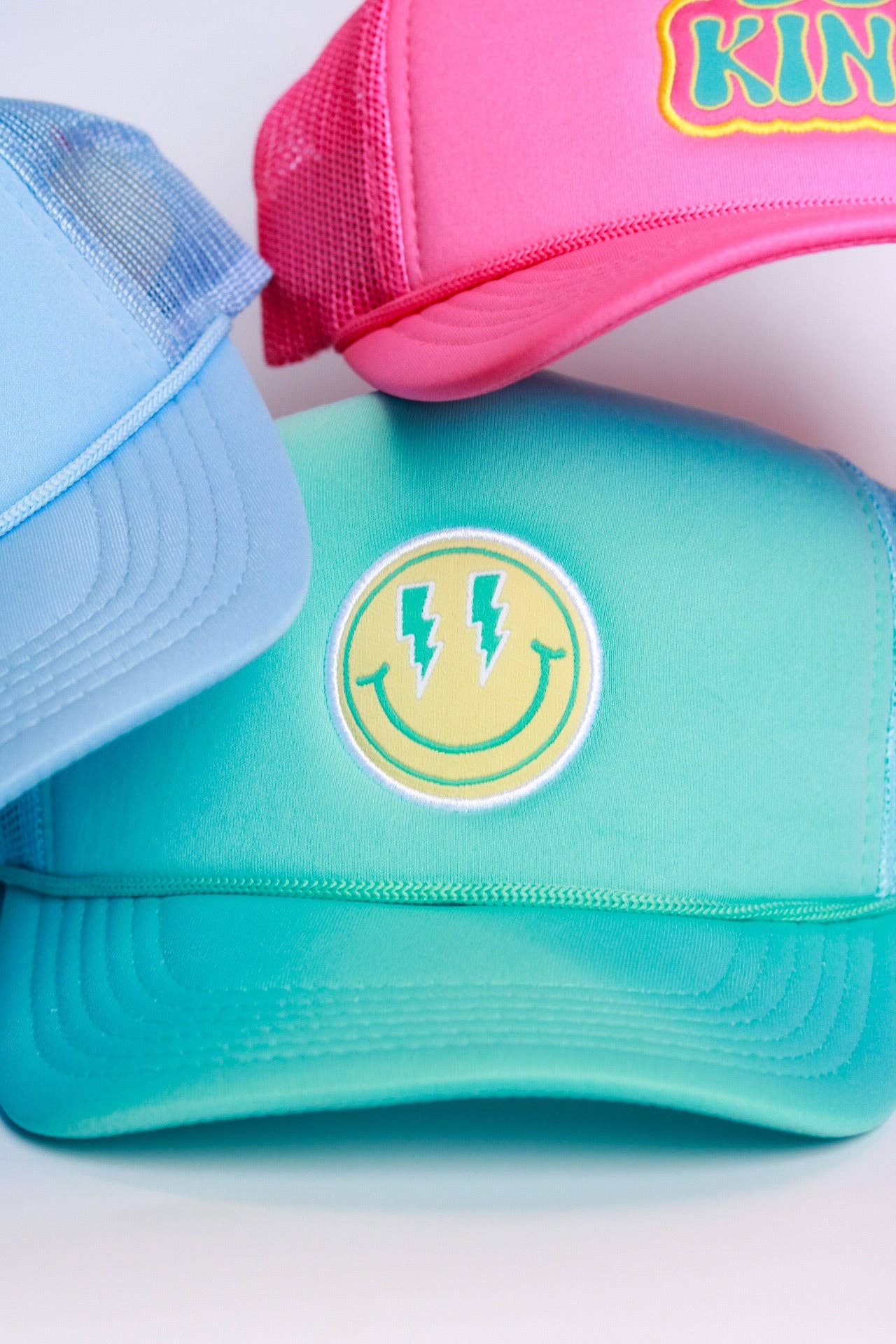 XOXO by magpies – wholesale Trucker hat – Women’s – XOXO by magpies | Azure & Yellow Smiley Trucker1