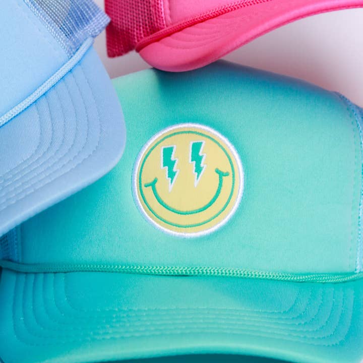 XOXO by magpies – wholesale Trucker hat – Women’s – XOXO by magpies | Azure & Yellow Smiley Trucker1