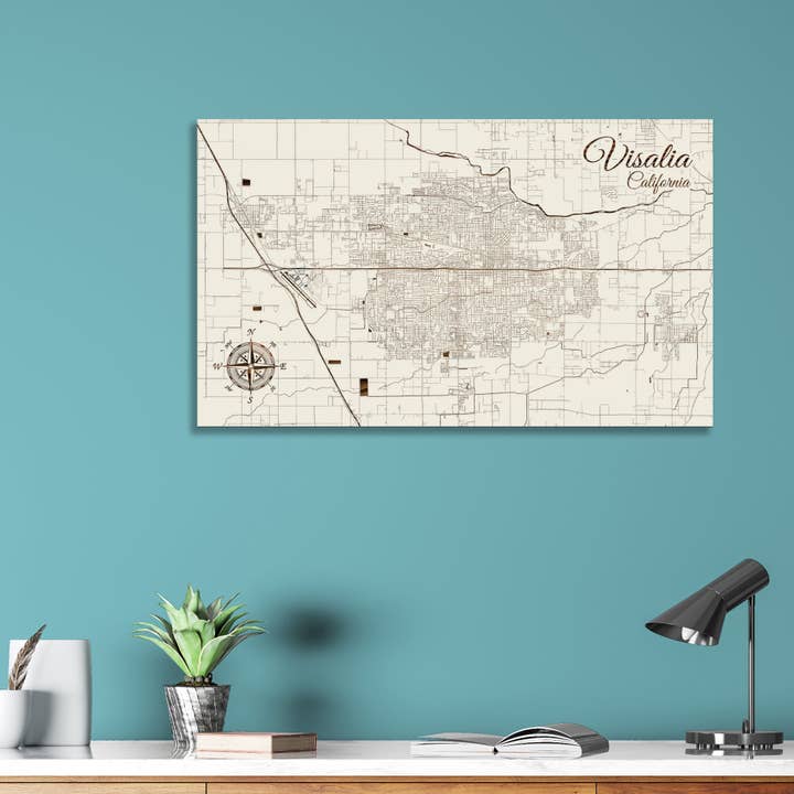 Califórnia: Visalia Street Map por atacado de Fire & Pine