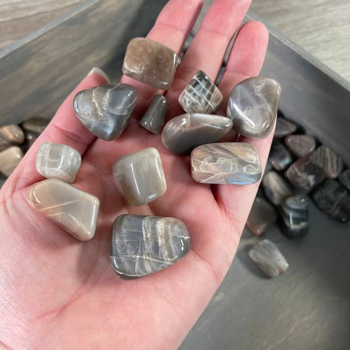 Keystone Crystals - Wholesale Spiritual Stone/Crystal - Black Moonstone Tumbled Stones – 1 lb Wholesale Lot8