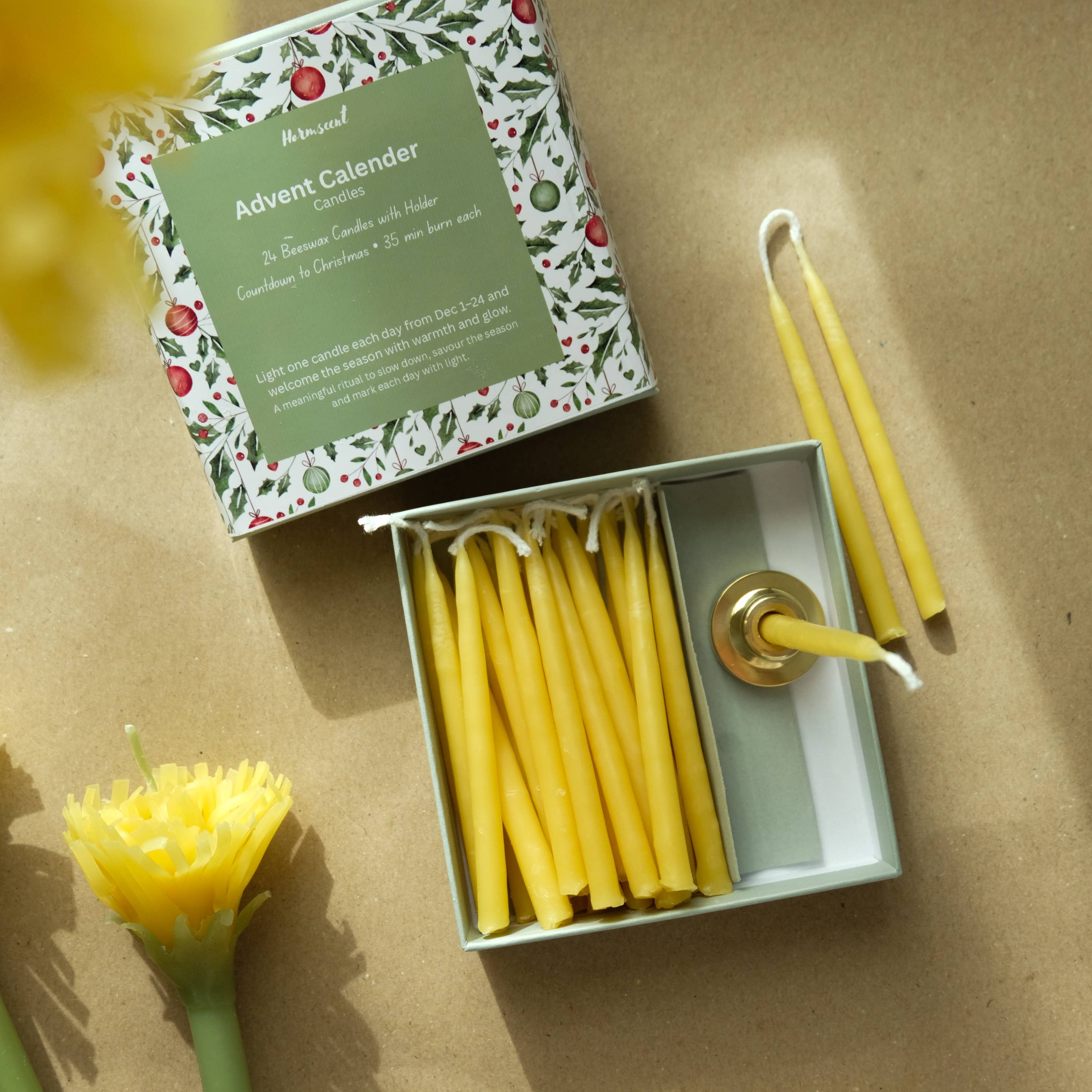 Hormscent - Wholesale Advent Calendar - Advent Calendar Hand-Dipped Pure Beeswax Candle Set 241