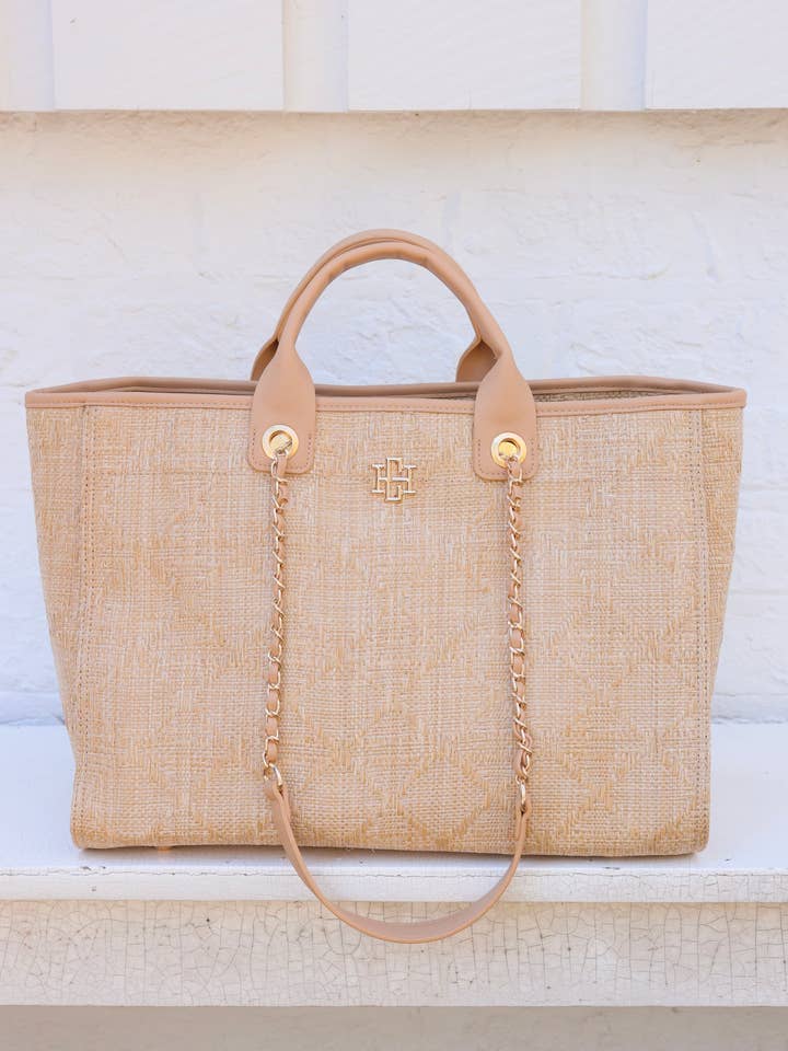 Melissa Tote Bag Natural Lattice Tan for wholesale by Caroline Hill