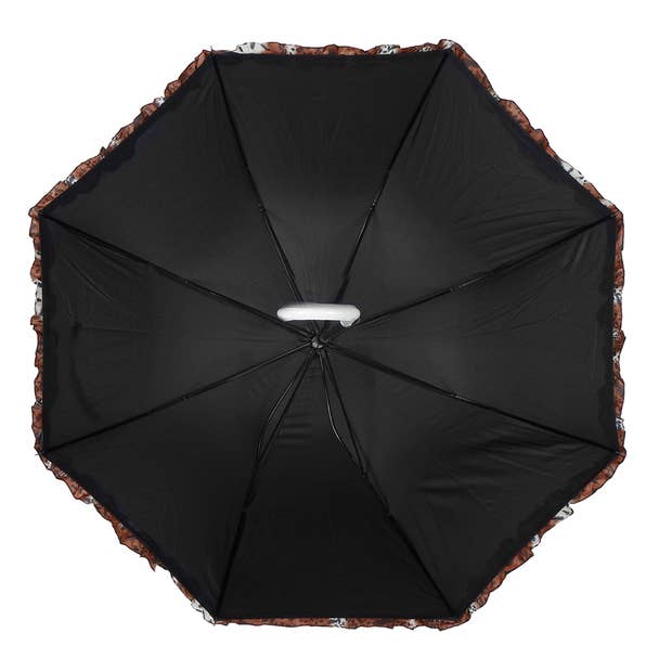 Selini New York - Wholesale Umbrella - Women's - Petite Black Umbrella with Leopard Print Border2