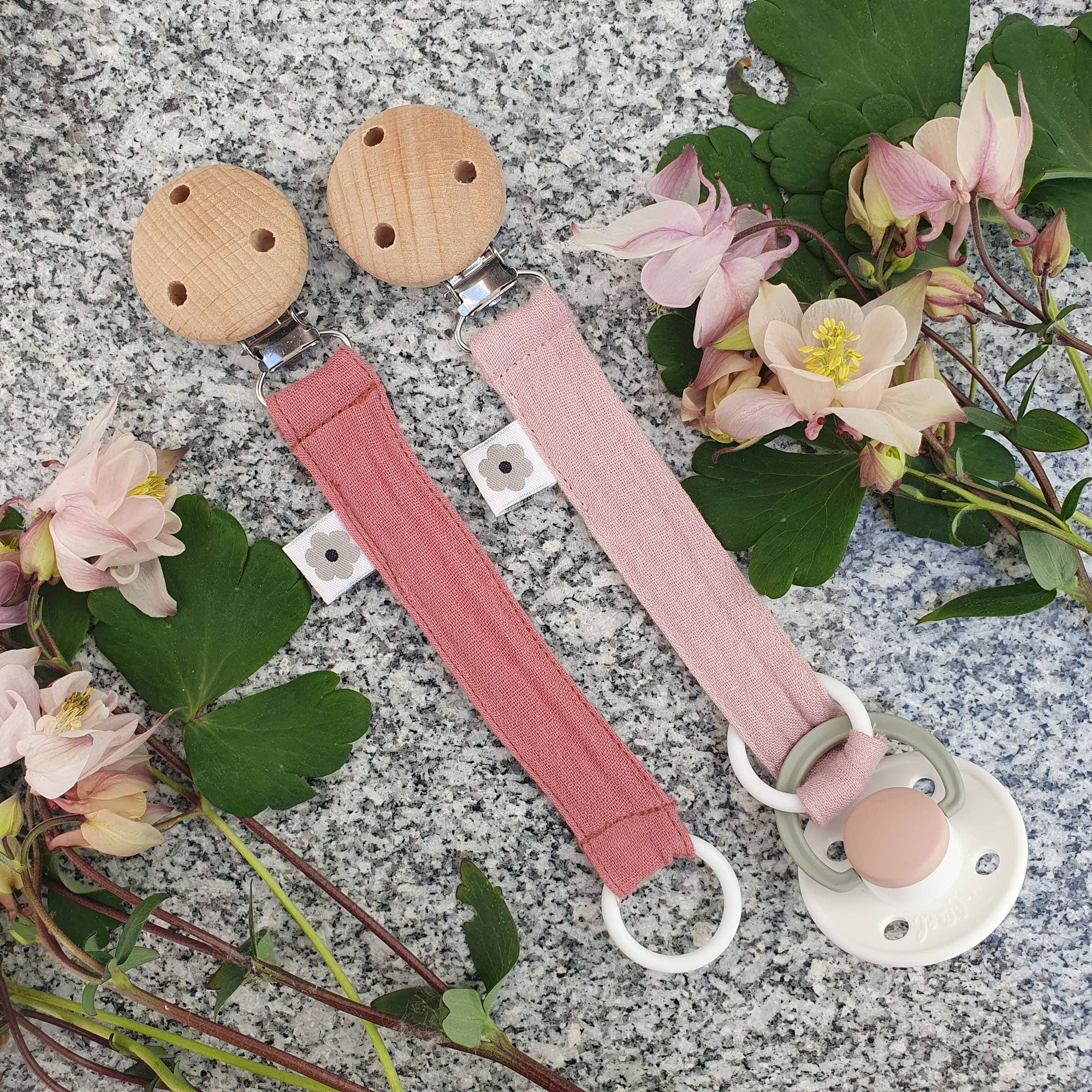 Summerville organic - Wholesale Pacifier Clip - Baby - Organic Pacifier Clip Muslin Pale Mauve13