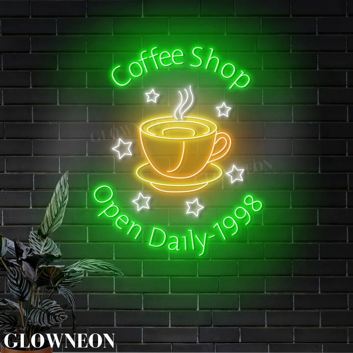 Kaffebutik Neonskyltar, Kaffe Öppet Dagligen Ljus Väggdekoration för wholesale av Glow Neon