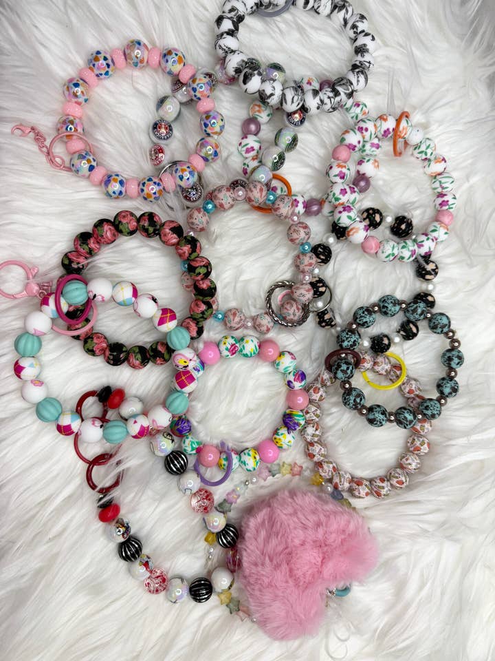 Wristlet Keychain/Handmade /Silicone Beads and Acrylic Bead for wholesale by artbcrafts