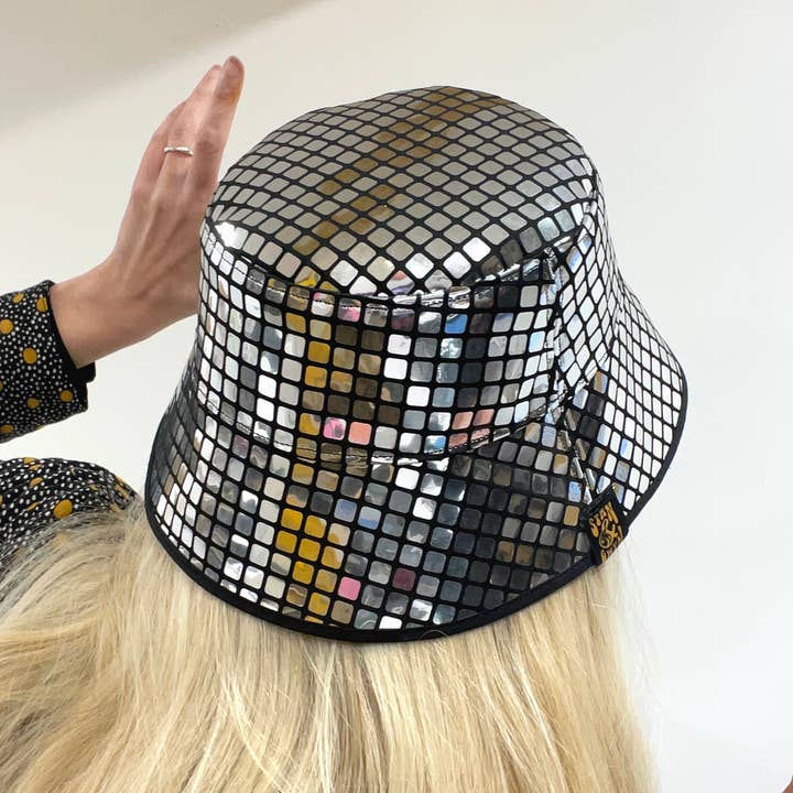 Sequin Hat, Festival Bucket Hats, Mirror Ball, Silver Hat for wholesale by Stan and Gwyn