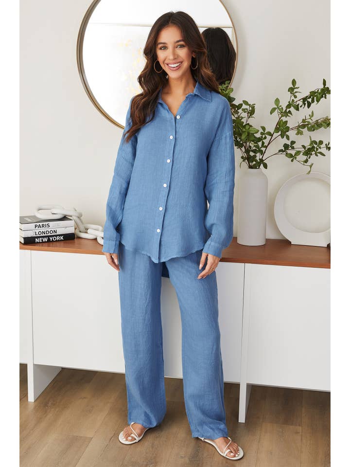 MILIO MILANO - Wholesale Button Down Shirt - Women's - LINEN LONG SLEEVE HI-LO BUTTON DOWN TOP (707015B-LONGSLV)7