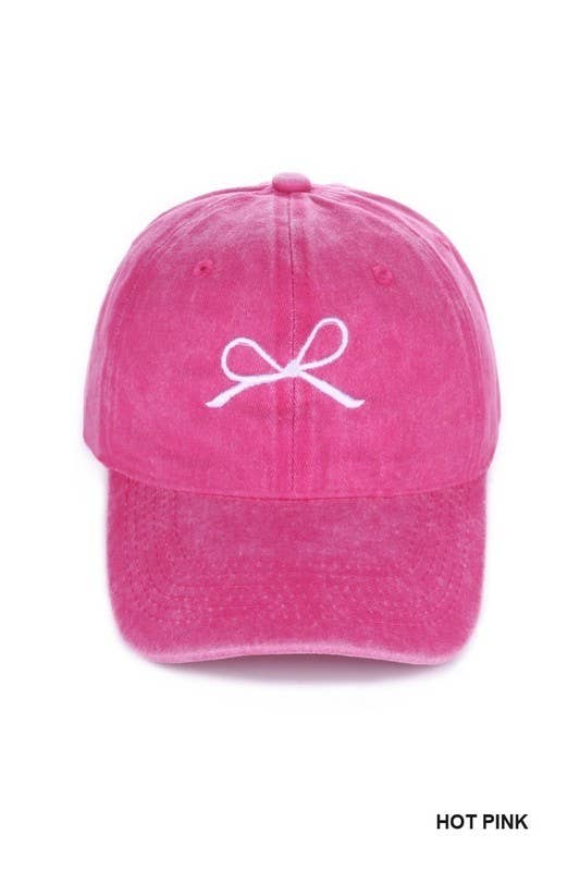 Vanilla Monkey - Wholesale Baseball Cap - Women's - Coquette Ribbon Bow Embroidery Washed Hat7