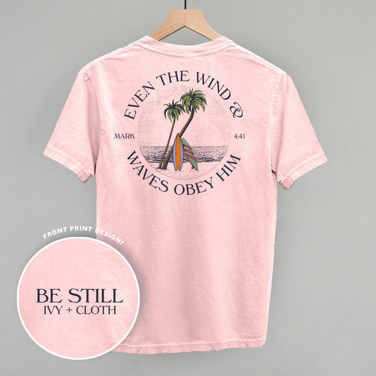 Ivy + Cloth - Vente T-shirt sérigraphié – femme - Même les vagues et le vent lui obéissent (Impression au dos)1