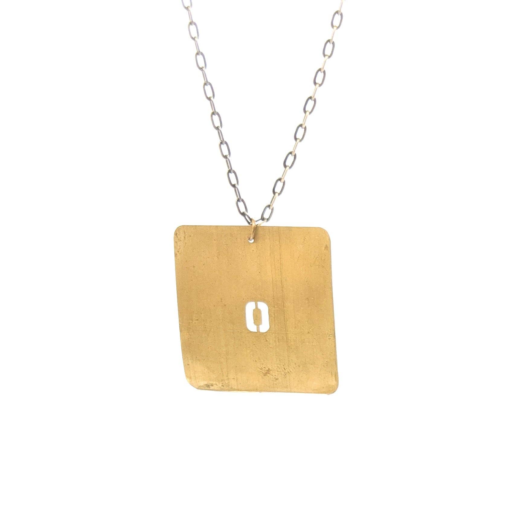 Amy Pfaffman Jewelry - Wholesale Pendant/Charm Necklace - Vintage brass number and letter stencil necklace2