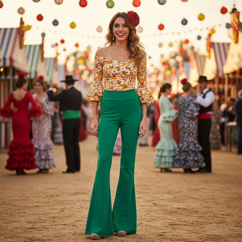 GREEN FLARED TROUSERS ANDALUCÍA 5490 for wholesale on Faire1