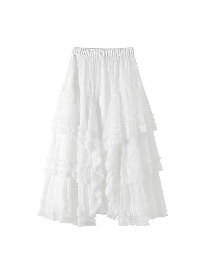 Miss Sparkling - Wholesale Skirt – Women’s - Lace ruffle mesh maxi skirt4