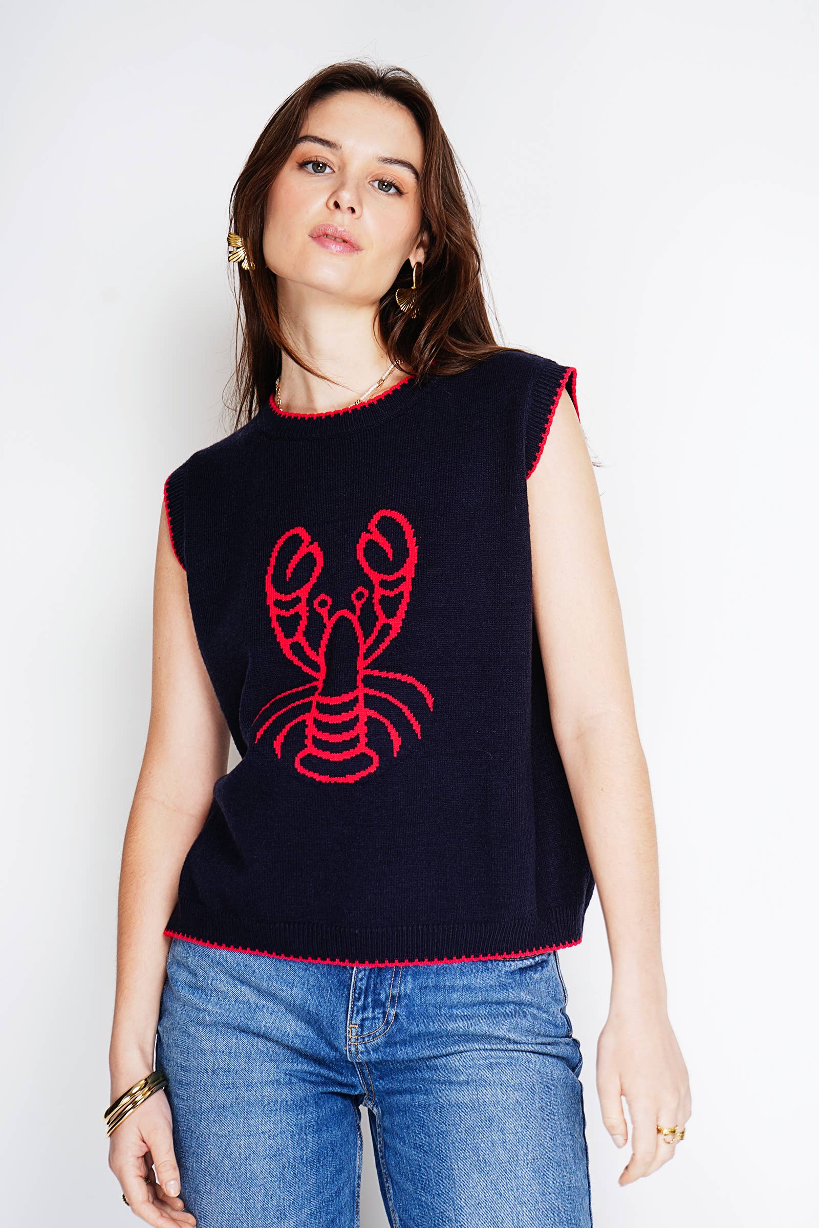 NOELINE - Wholesale Knit Top - Women's - Lobster pattern sweater 26045