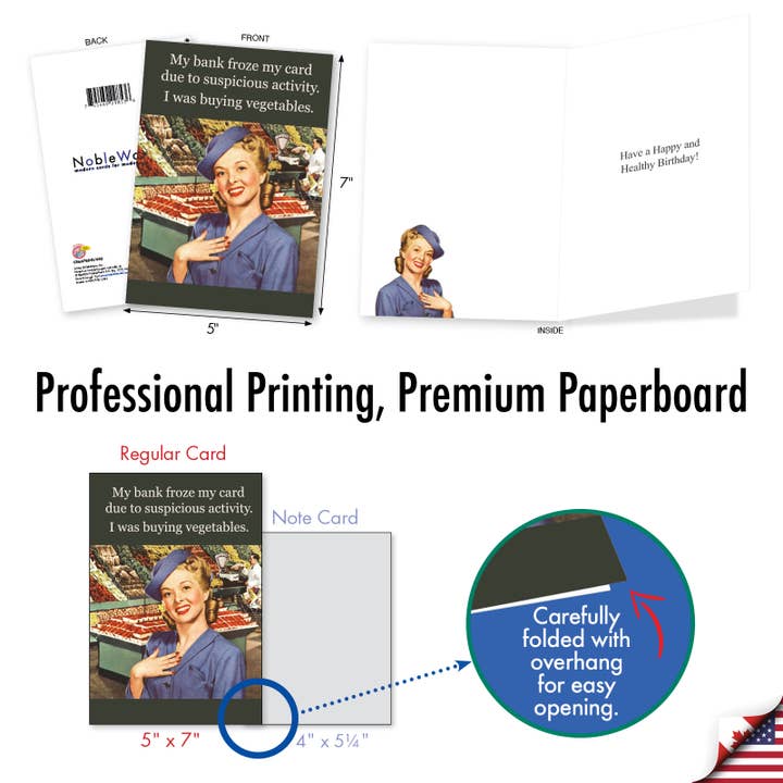 NobleWorks - Wholesale Birthday Card - 1 Funny Birthday Greeting Card-Buying Vegetables-NobleWorks4