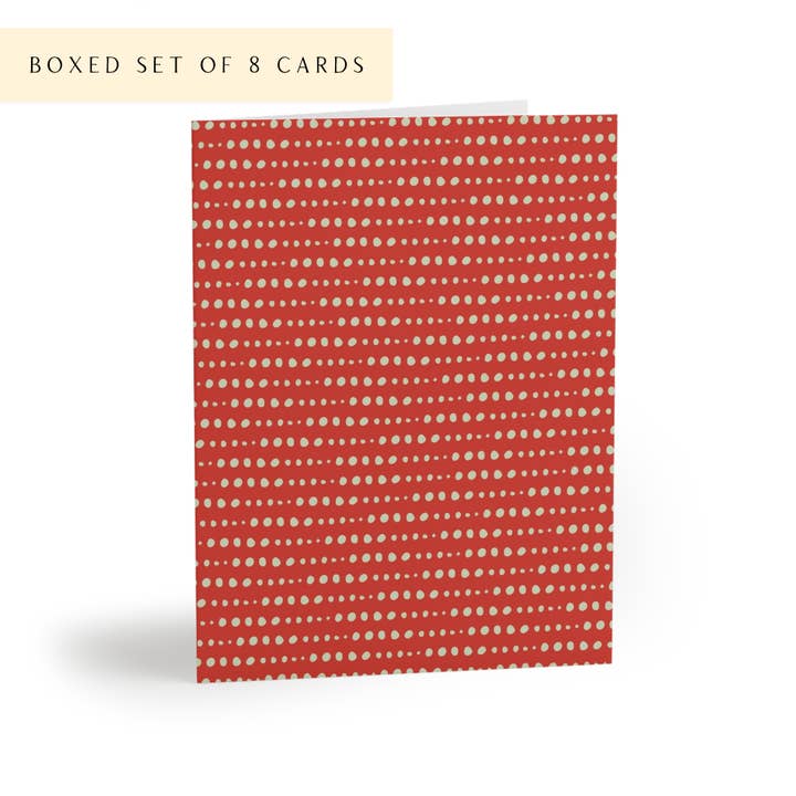 Red and White Baubles Holiday Greeting Cards, Boxed Set 8 for wholesale by H.macdo Paper Co.