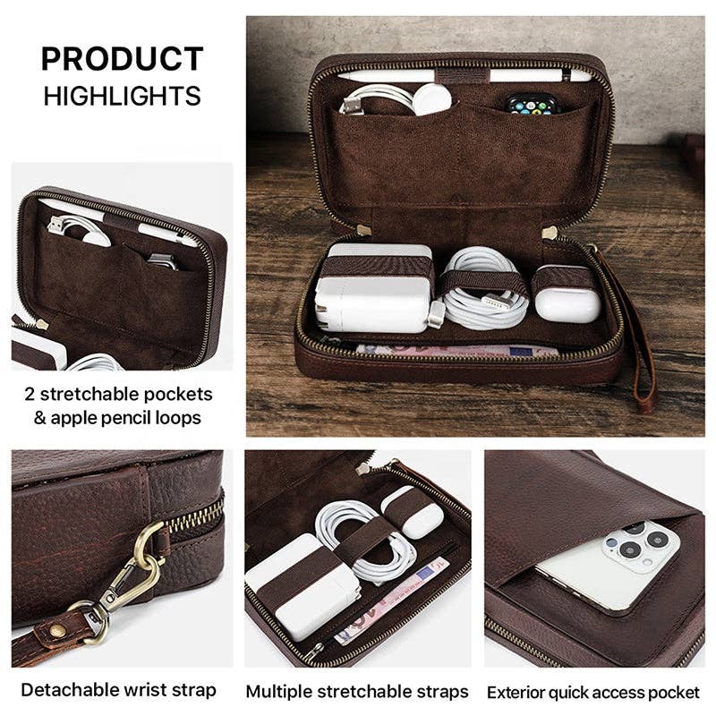 VIGOR - Vendita all'ingrosso Astuccio - Unisex - Custodia in Pelle per Accessori Elettronici da Viaggio Tech9