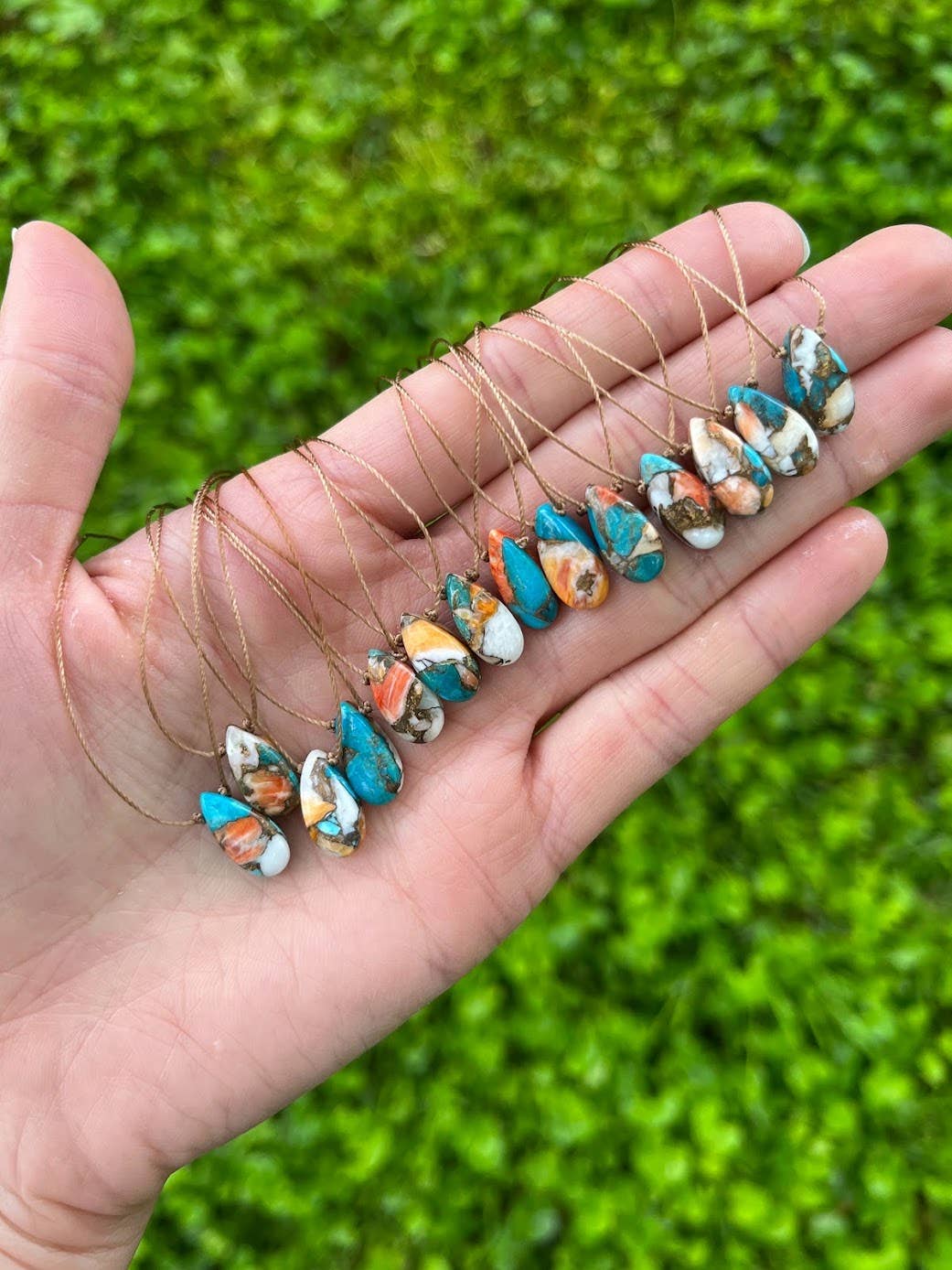 Merelani Designs – Colar pingente/pendente por atacado – Colar de lágrima turquesa de ostra de cobre4