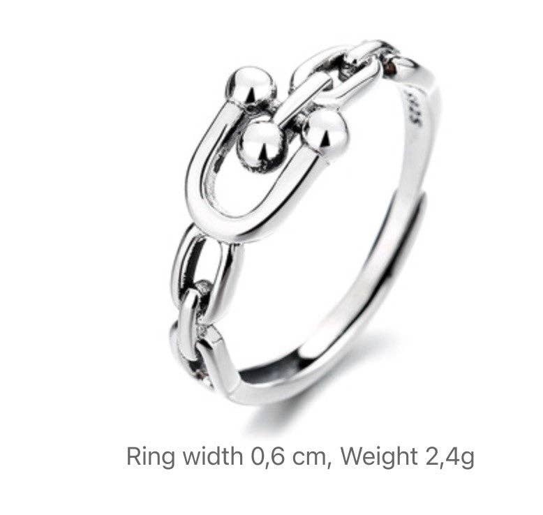 Exsito - Wholesale Band/Stacked Ring - S925 Sterling silver U-shaped horseshoe buckle4