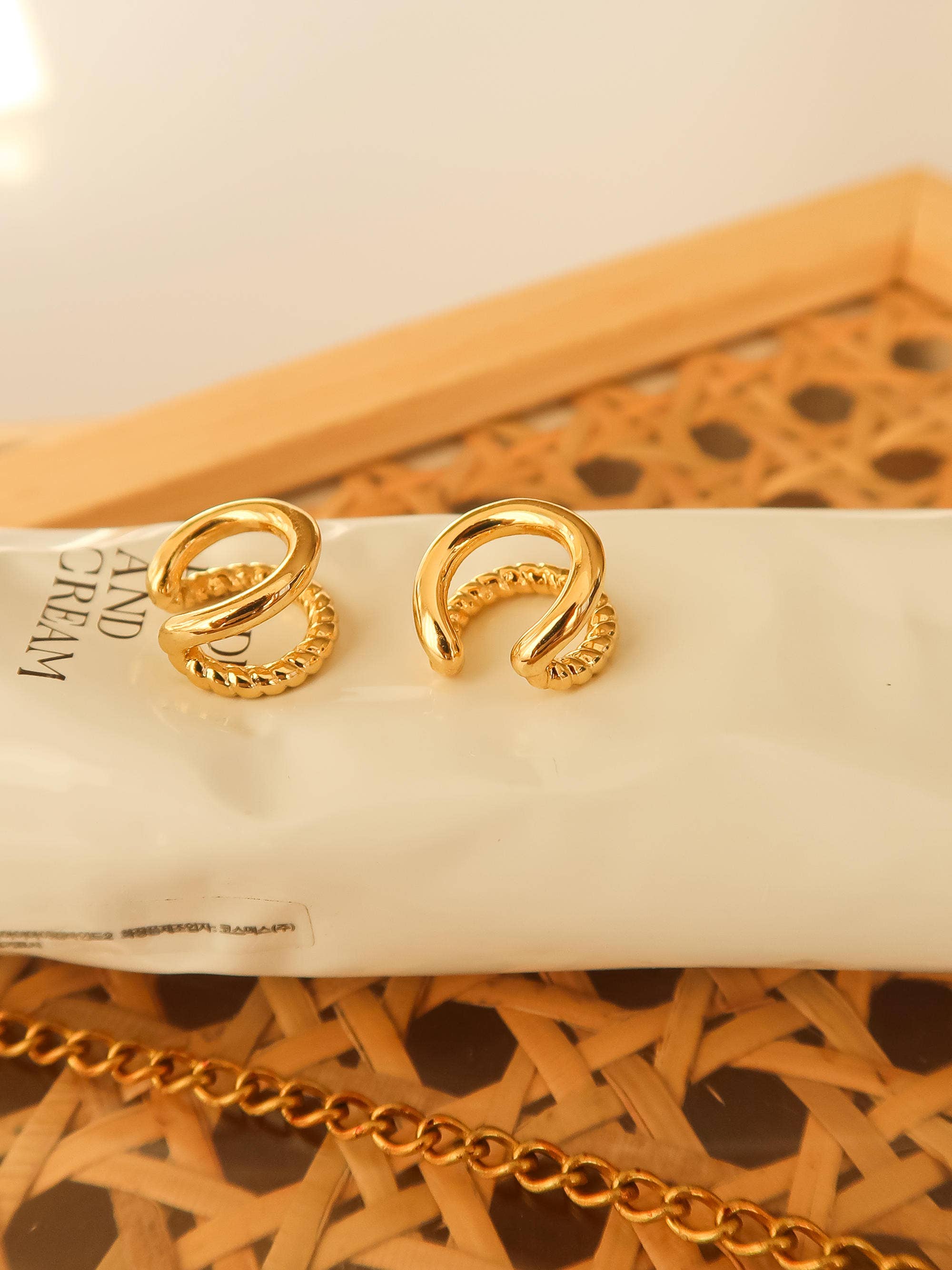 Lucas 18K Gold Non-Tarnish Braided Ear Cuff for wholesale on Faire2