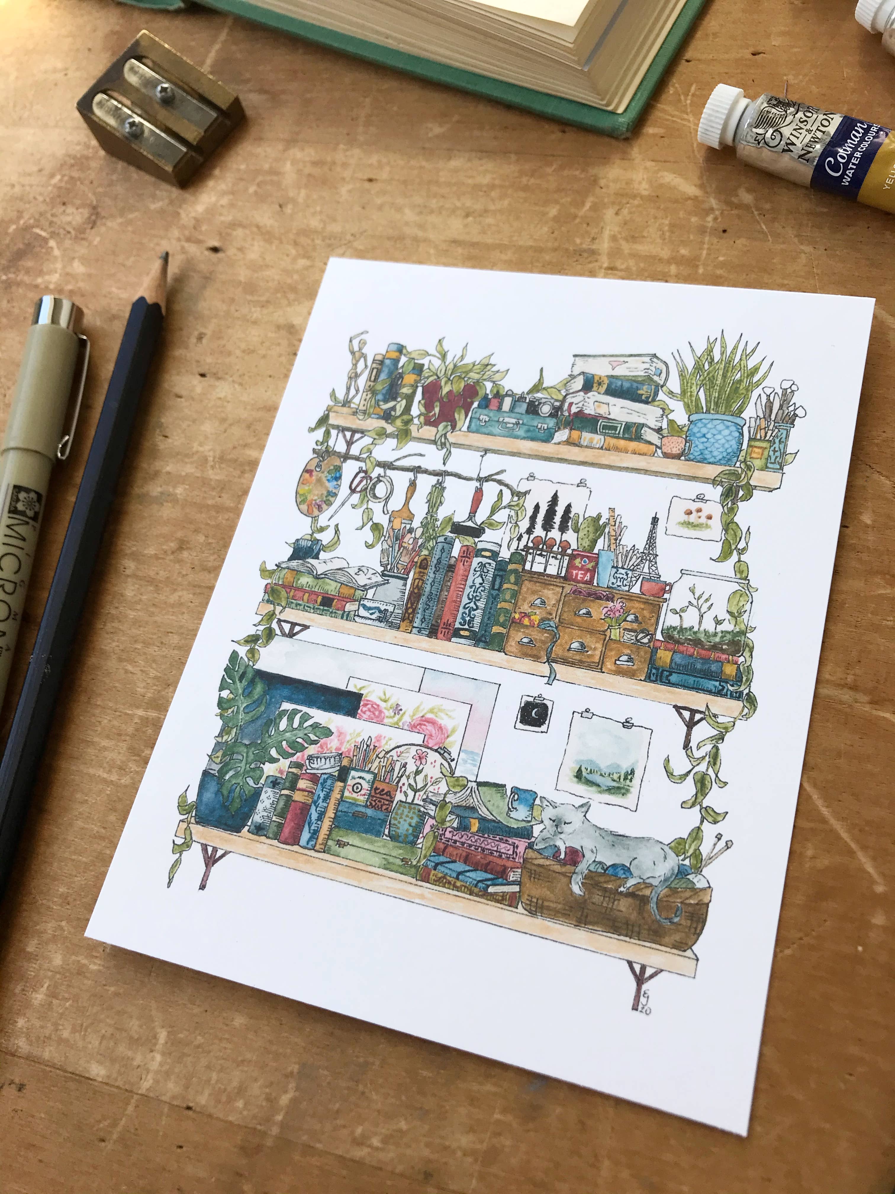 Lizzy Gass - Wholesale Postcard - The Artist's Shelves Postcard4