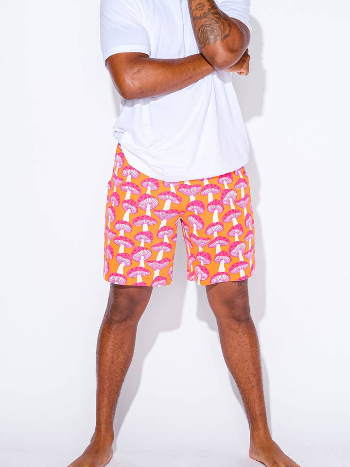 Men's - Bored Short - Mushroom (Pink & Orange) for wholesale by ENZOS Inactive Wear