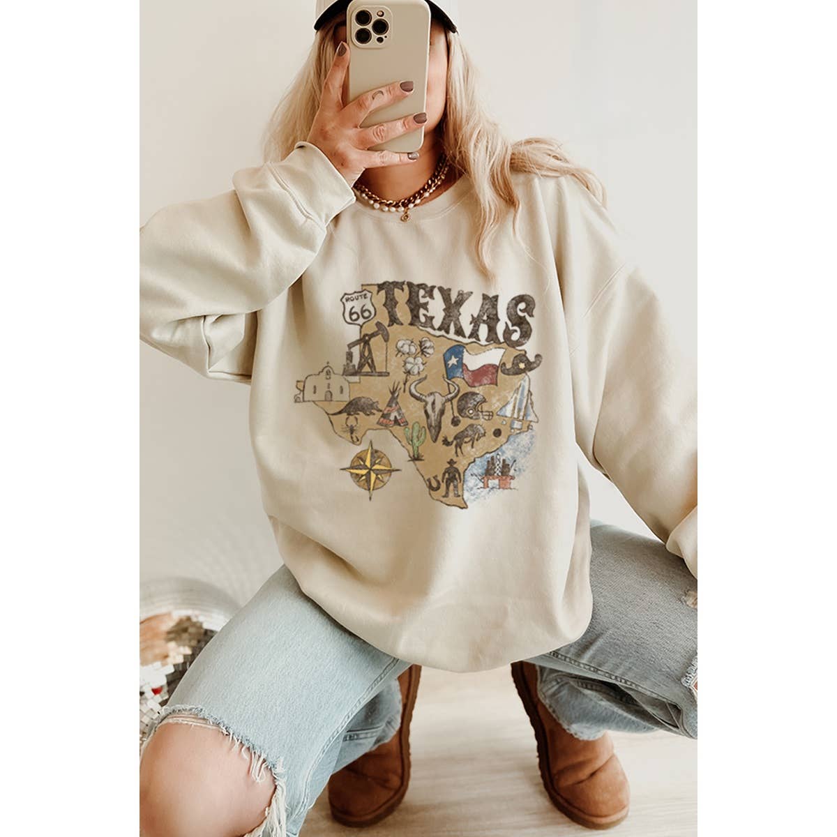 Illustrated Society - Wholesale Sweatshirt - Women's - TEXAS VINTAGE  GRAPHIC SWEATSHIRTS1