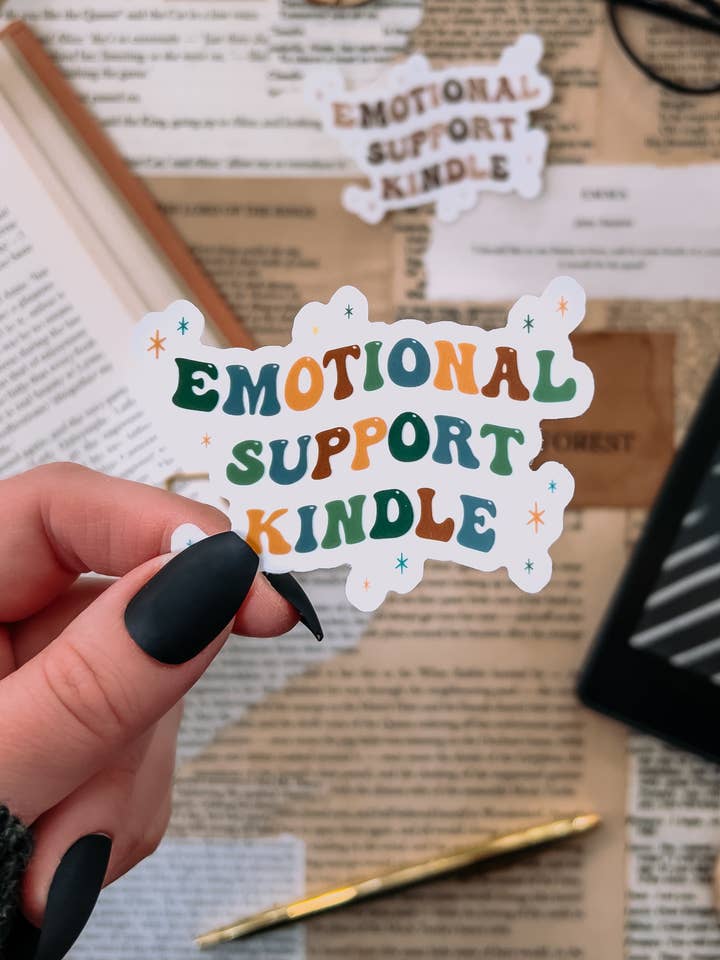 Emotional Support Kindle Sticker, Clear, 2x3in for wholesale by Twelfth Pine