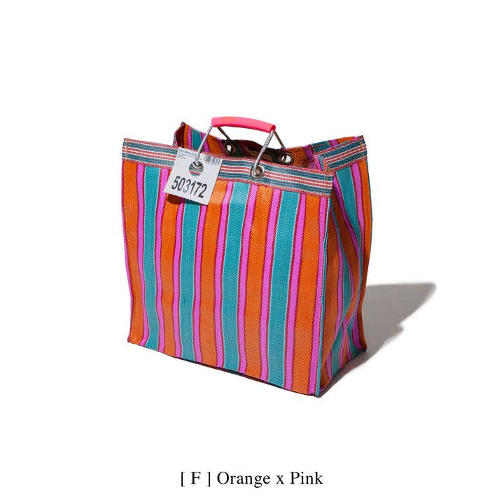 Puebco - Wholesale Grocery/Shopping Bag - RECYCLED PLASTIC STRIPE BAG - Square4