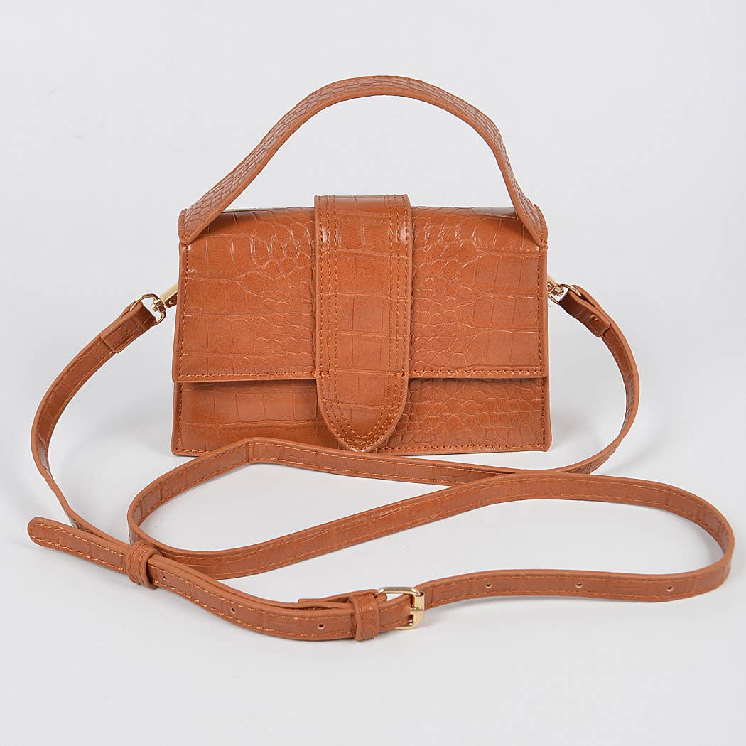 3AM BY H&D ACCESSORIES - Wholesale Crossbody Bag - Women's - Faux Croc Top Handle Crossbody Bag4