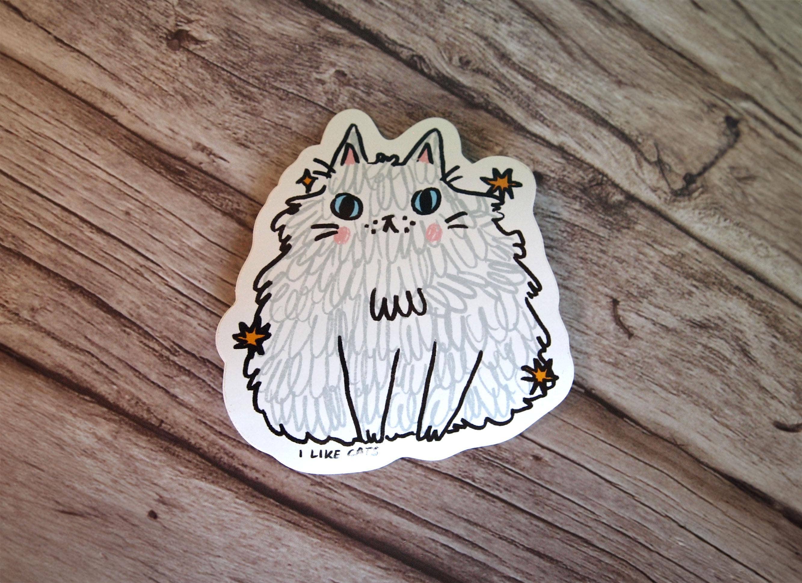 I LIKE CATS - Wholesale Sticker - Hairy Fluffy Cat Illustrated Vinyl Decal Sticker6