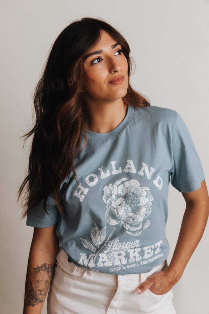 Crowned Free - Wholesale Screen Printed T-Shirt - Women's - Holland Flower Market Tee8