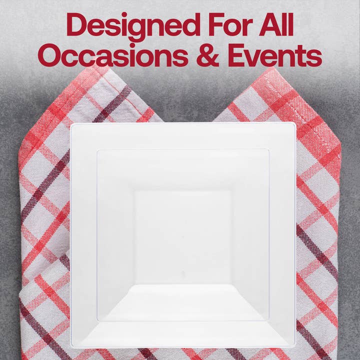 Smarty had a Party - Wholesale Disposable plate - 9.5" Clear Square Plastic Dinner Plates - 10 pcs6