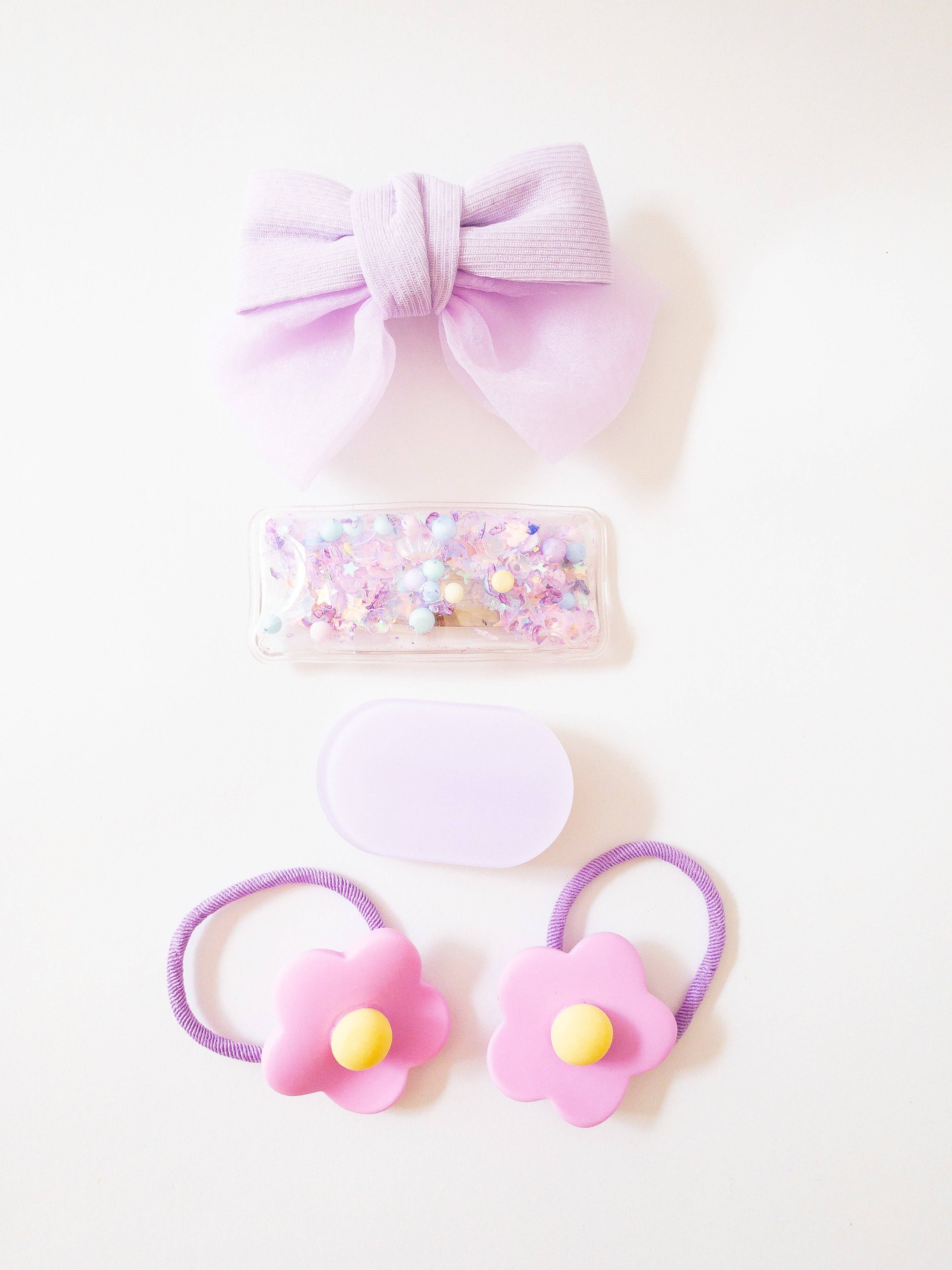 Eggy Cakes - Wholesale Haaraccessoireset - kinderen - Shay Bow and Confetti 5-delige haarclipset0