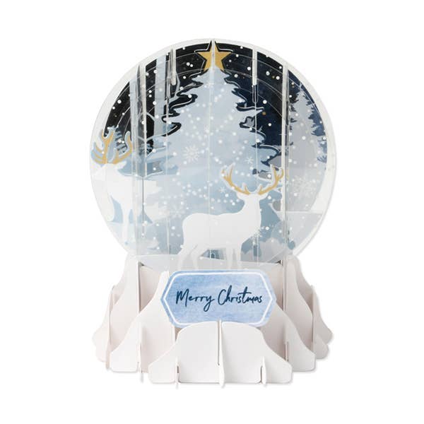 White Tree Pop-Up Snow Globe Christmas Card for wholesale by Up With Paper