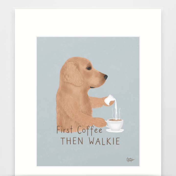 Golden Retriever Hundekunsttryk, Rød udgave for engroshandel hos Laura Bergsma Studio