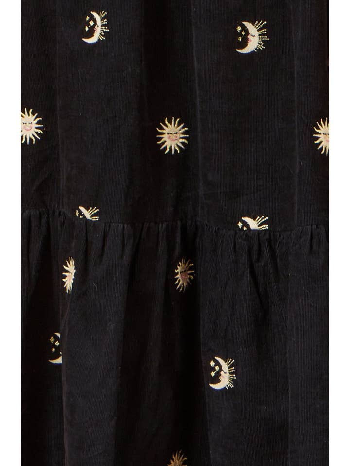 Yumi Black Cosmic Embroidery Cord Midi Shirt Dress for wholesale on Faire4