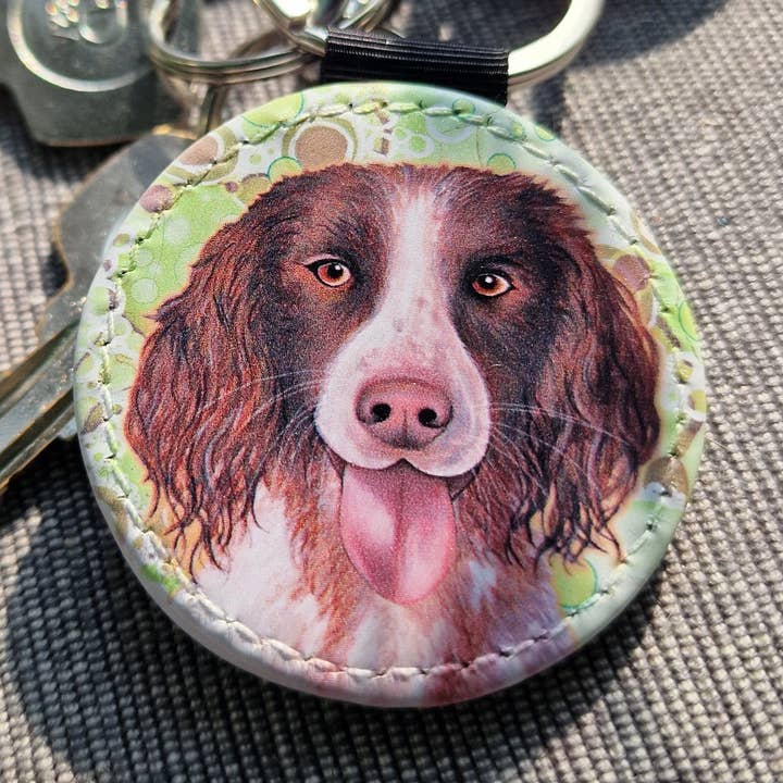 120-KR - Springer Spaniel Dog Faux Leather Keyring for wholesale by By Jo Crafts