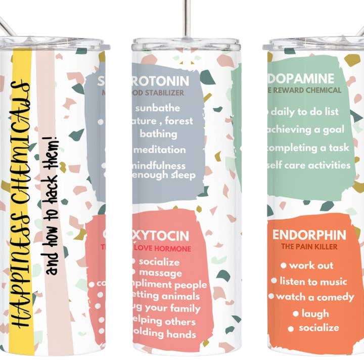 Happiness Chemicals, bicchiere da 20 once, salute mentale, per la vendita all'ingrosso da parte di Perfectly Diverse Trendz, LLC