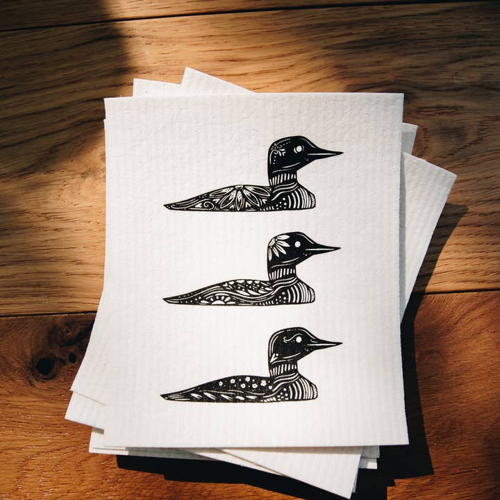 Common Loon Nordic Swedish Dish Cloth - EcoFriendly for wholesale by Hinterland Goods