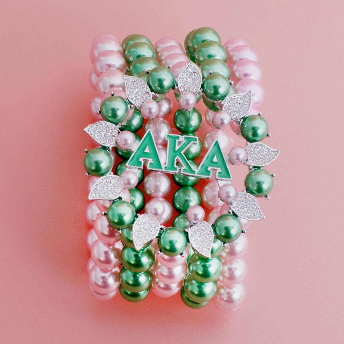 Roze en groen Armband Pink Green Pearl AKA 5 Strand voor Dames voor groothandel op Faire1