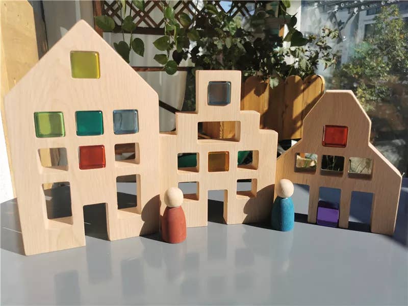 Tinitastic – Großhandel Holzspielzeug – Kinder – Haus-Set – Niederländisches Holzhaus mit Acrylwürfeln2