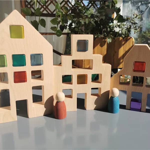 Tinitastic – Großhandel Holzspielzeug – Kinder – Haus-Set – Niederländisches Holzhaus mit Acrylwürfeln2
