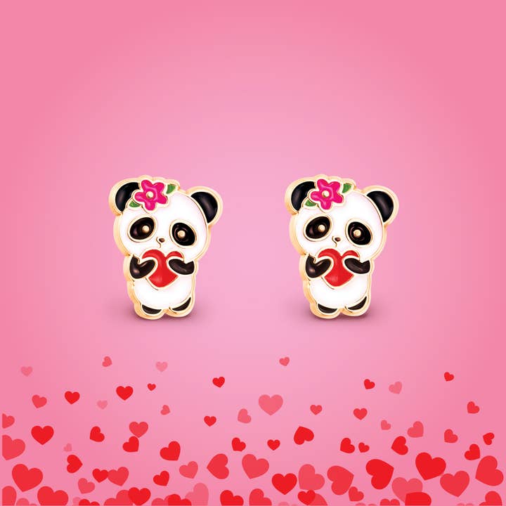 Girl Nation - Wholesale Earrings - Kids - Panda Love Cutie Stud Earrings
1