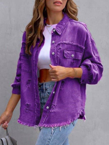 Rosa Clothing - Wholesale Denim Jacket - Women's - Ripped Long-Sleeved Denim Jacket22